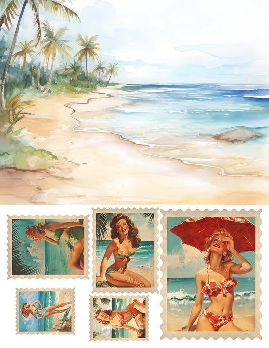 EZ Postage Printable: Beach Babes