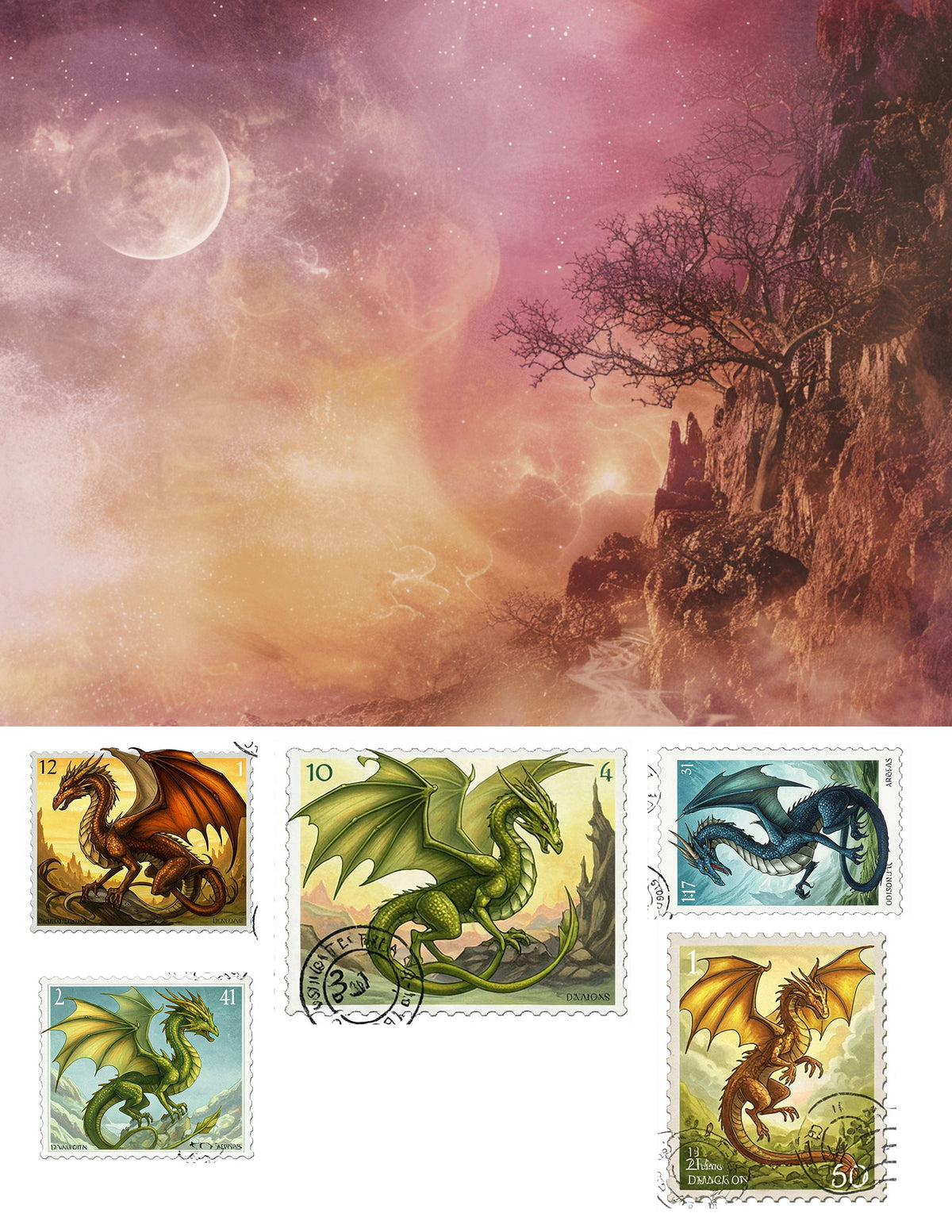 EZ Postage Printable: Fantasy Dragon