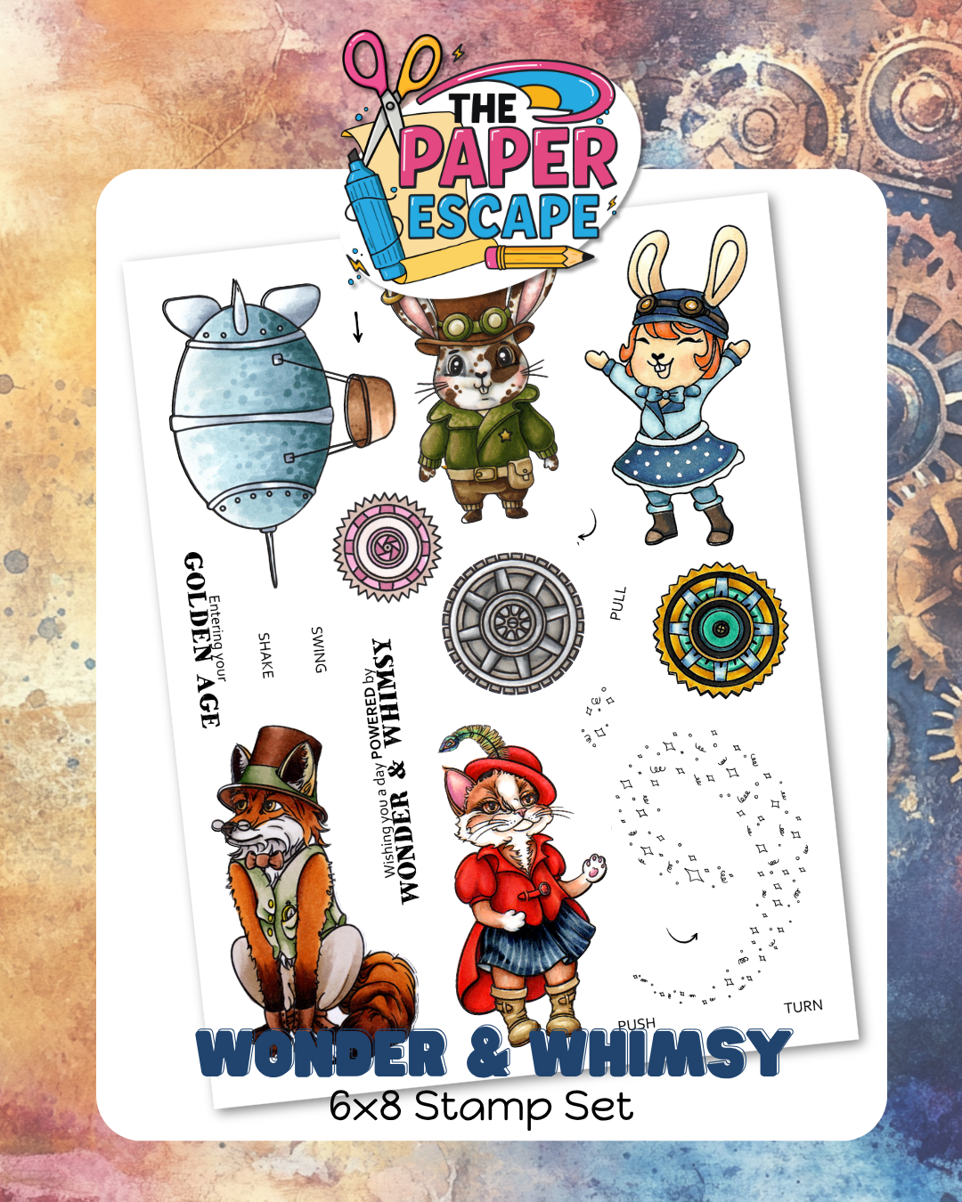 "Wonder & Whimsy" 6x8 Stamp, Pre-colored Digis & Die COMBO