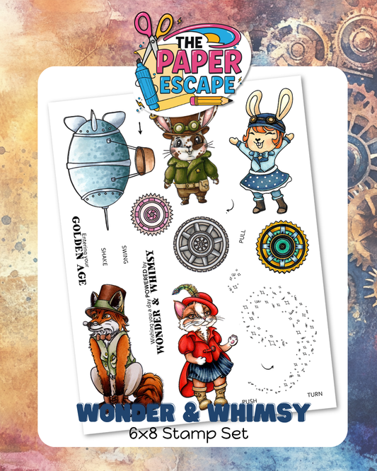 "Wonder & Whimsy" 6x8 Stamp, Pre-colored Digis & Die COMBO