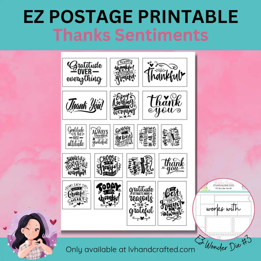 EZ Postage Printable:  Thanks Sentiments