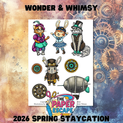 "Wonder & Whimsy" 6x8 Stamp, Pre-colored Digis & Die COMBO