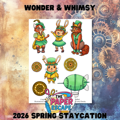 "Wonder & Whimsy" 6x8 Stamp, Pre-colored Digis & Die COMBO