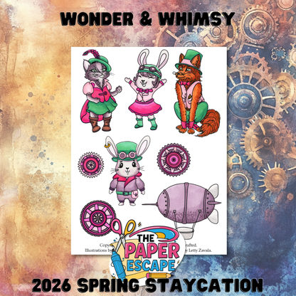 "Wonder & Whimsy" 6x8 Stamp, Pre-colored Digis & Die COMBO
