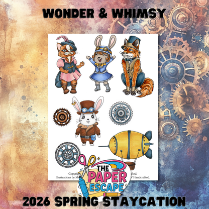 "Wonder & Whimsy" 6x8 Stamp, Pre-colored Digis & Die COMBO