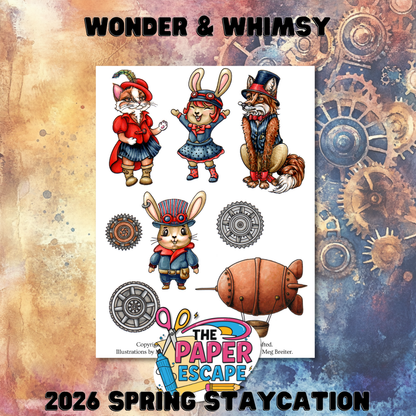 "Wonder & Whimsy" 6x8 Stamp, Pre-colored Digis & Die COMBO