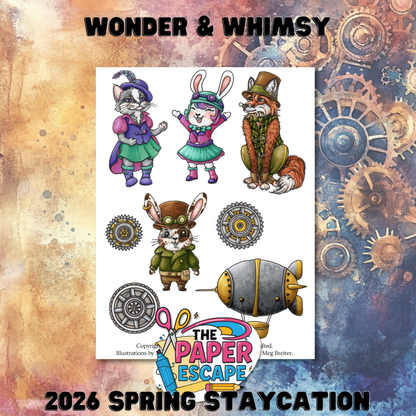 "Wonder & Whimsy" 6x8 Stamp, Pre-colored Digis & Die COMBO