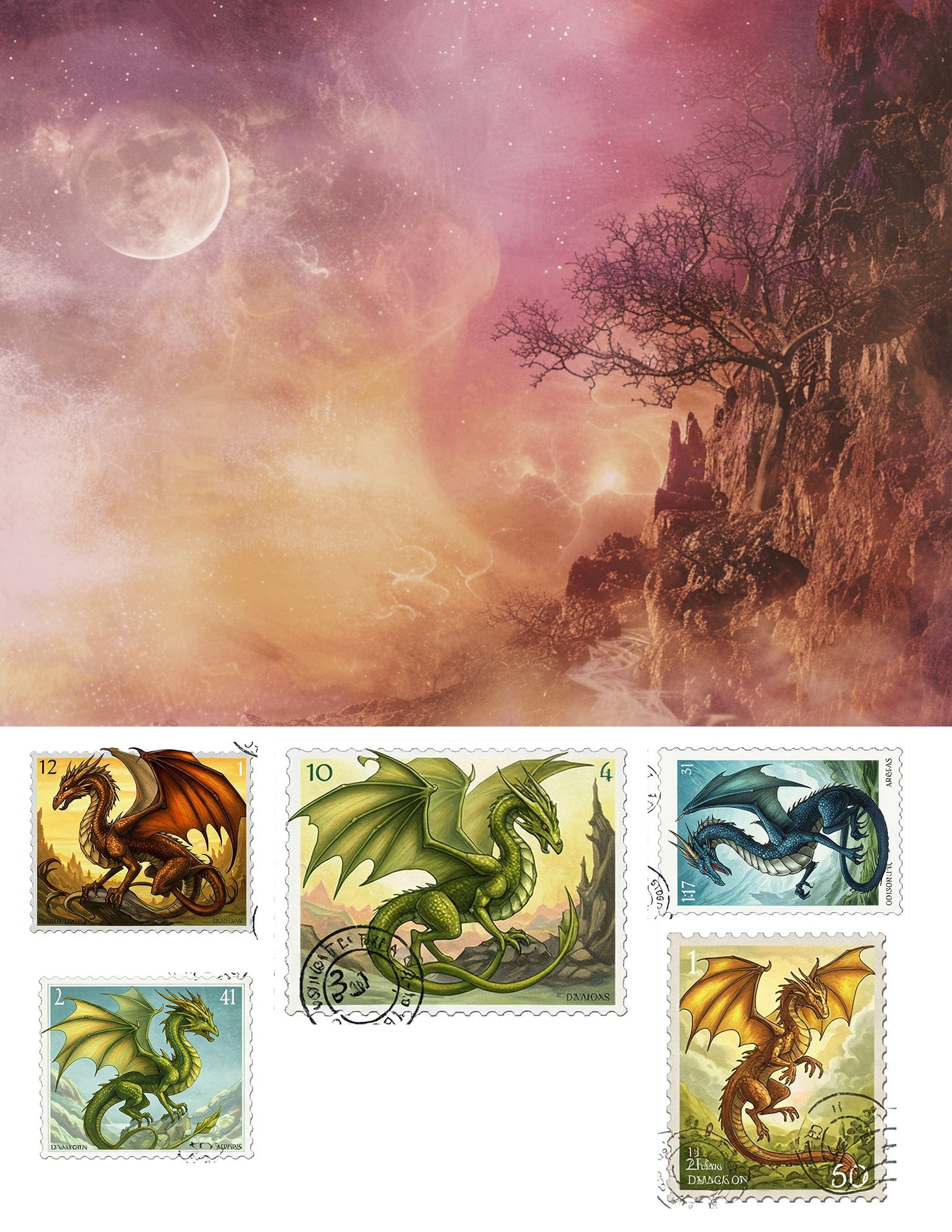 EZ Postage Printable: Fantasy Dragon