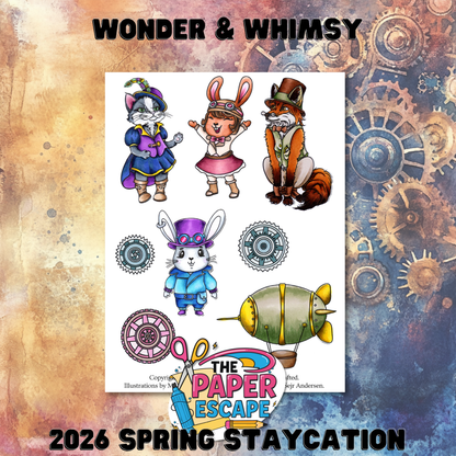 "Wonder & Whimsy" 6x8 Stamp, Pre-colored Digis & Die COMBO