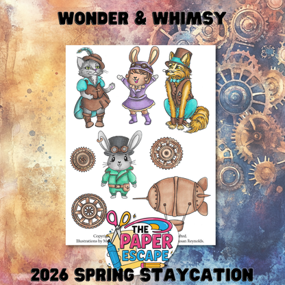 "Wonder & Whimsy" 6x8 Stamp, Pre-colored Digis & Die COMBO