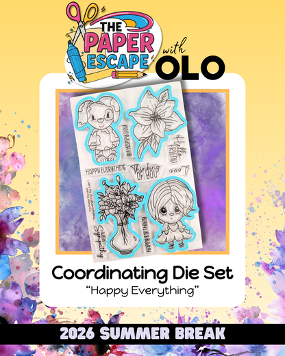 "Happy Everything" 4x6 Stamp, Pre-colored Digis & Die COMBO
